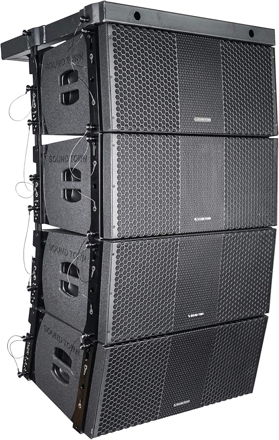 Sound Town ZETHUS 4 x Dual 10 Line Array Loudspeaker System with Titanium Compression Drivers, Full Range/Bi-amp Switchable, Flying Bracket Included, Live Sound, Church and School (ZETHUS-210BX4)