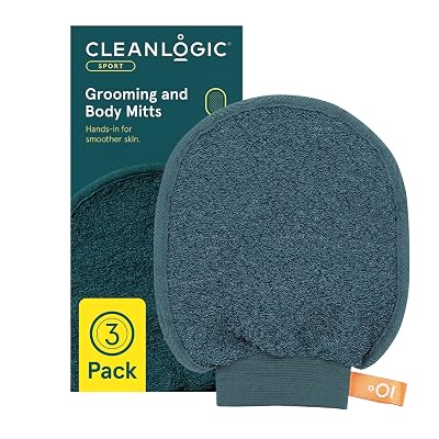 Cleanlogic Sport Exfoliating Face & Body Grooming Mitt, Assorted Colors, 3 Count