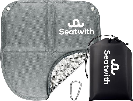 Folding Sit Mat (16"x16"), Insulated Camping Sit Pad Hiking with Aluminium Underside, Hiking Seat Pad w/Carry Bag & Snap Hook, Seat Mat, Sitting Mat Protection Against All Elements + E-book…