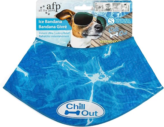 ALL FOR PAWS Dog Cooling Bandana, Cooling Bandanas for Small Dogs, Dog Cooling Neck Wrap, Cooling Scarf for Dogs, Blue Ice Dog Neck Cooler for Summer (S) | Cooling Neck Wrap, Cooling Scarf for Dogs, Summer Dog Neck Cooler