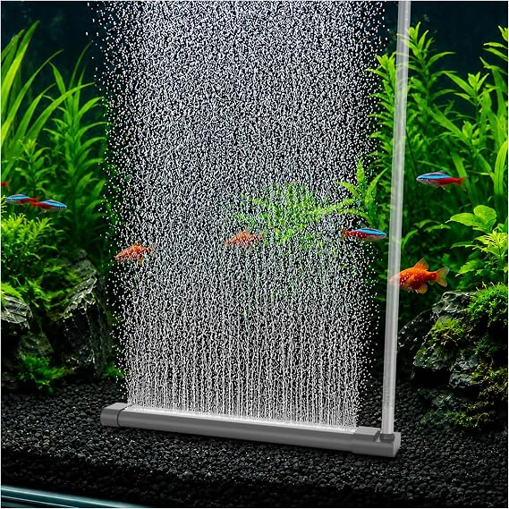 Aquarium Air Bubble Strip, Fine Bubble Wall Air Stone Bar for Fish Tank, High Dissolved Oxygen Diffuser, Aeration Bubbler Decorations for Freshwater & Saltwater Tanks (6.3 Inch)