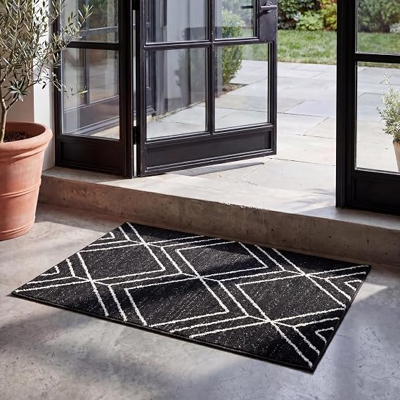 SAFAVIEH Adirondack Collection Accent Rug - 2' x 3', Black & Ivory, Modern Geometric Design, Non-Shedding & Easy Care, Ideal for High Traffic Areas in Entryway, Living Room, Bedroom (ADR241Z)