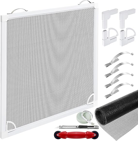Window Screen Frame Kit 36inX36in Fiberglass Window Screen Replacement Kit Includes Full Set of Tools Suitable for Windows,Framed Mesh Replacement Window Screens, Home, Patio