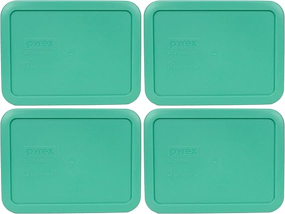 Pyrex 7210-PC 3-Cup Light Green Food Storage Replacement Lid (4-Pack) - Made in USA