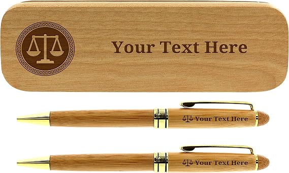 Lawyers Gifts Custom Name Lawyer Gift Set Personalized Engraved Bamboo Wood Gift 2 Pen Case Set