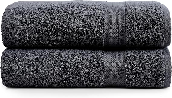 LANE LINEN Large Bath Sheets Absorbent Quick Dry 100% Cotton 2 Pack - Black