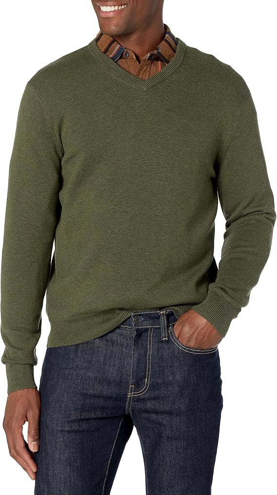 Amazon Essentials Men's Regular Fit Cotton V-Neck Pullover Sweater (Available in Big & Tall)