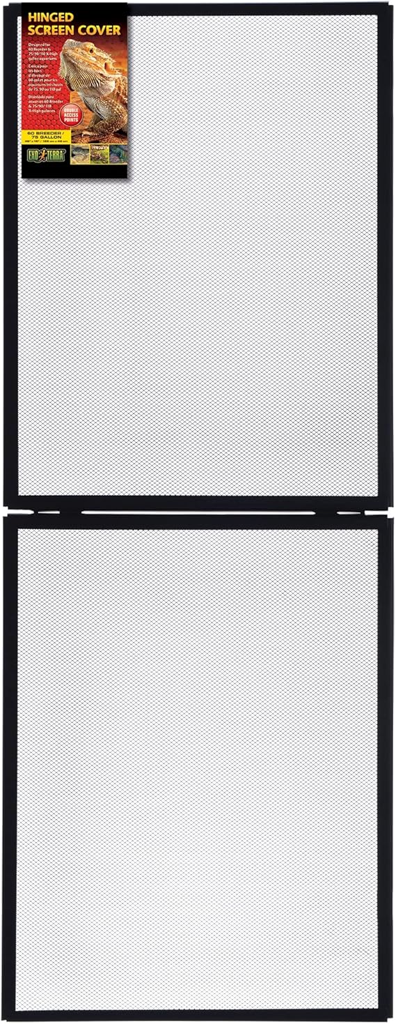 Exo Terra Hinged Terrarium Screen Cover, 60 Breeder75 Gallon Easy Access, 18.75x 48.75 Full Open, Durable UV Ventilation