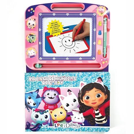 La Casa de Muñecas de Gabby Lee y Dibuja - Recursos de aprendizaje para niños, una pizarra magnética, un lápiz fácil de usar, libro de cuentos de 22 páginas