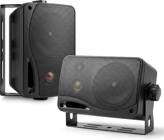 Pyramid 3-Way Indoor Outdoor Speaker System - 3.5 Inch 200W Pair of Mini Box Ceiling Wall Mount Speakers w/1" Tweeter, 3.25" Woofer, 1.75 Midrange - Home Theater Entertainment, PA System - 2022SX