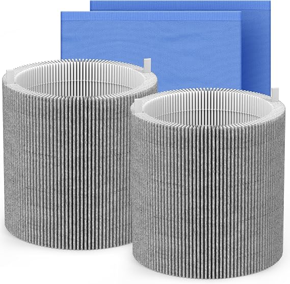 2 Packs 511 Mixed Carbon Replacement filter Compatible with Blueair Blue Pure 511 Air Purifi-er with 2pcs Washable Cloth Cover Pre-filters