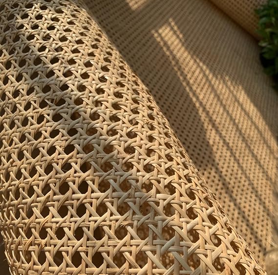 Rattan Roll 35 x 150cm (14inch x 5ft) Natural Cane Webbing, Rattan Sheet, Large Size Caning Material Supplies Weave Cane Webbing Roll for Furniture Caning Projects Mesh Panels Chair Cabinet Ceiling