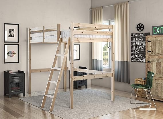 STRICTLY BEDS&BUNKS Celeste High Sleeper Loft Bunk Bed including Sprung Mattress (20cm), 3ft Single