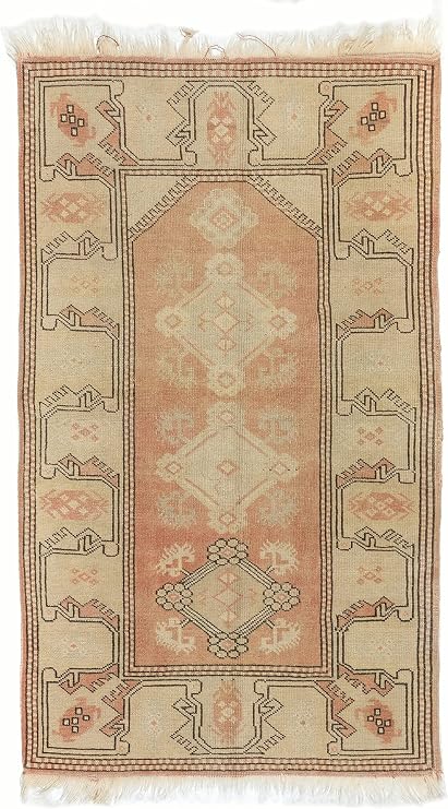 3x4.8 Ft Handmade 1960s Turkish Oushak Rug in Soft Colors for Home & Office. C1526