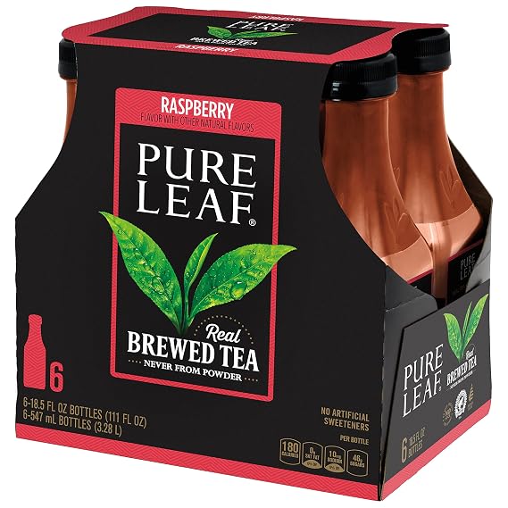 Pure Leaf Iced Tea, Raspberry, Sweetened, Real Brewed Black Tea, 18.5 Ounce Bottles (Pack of 6)