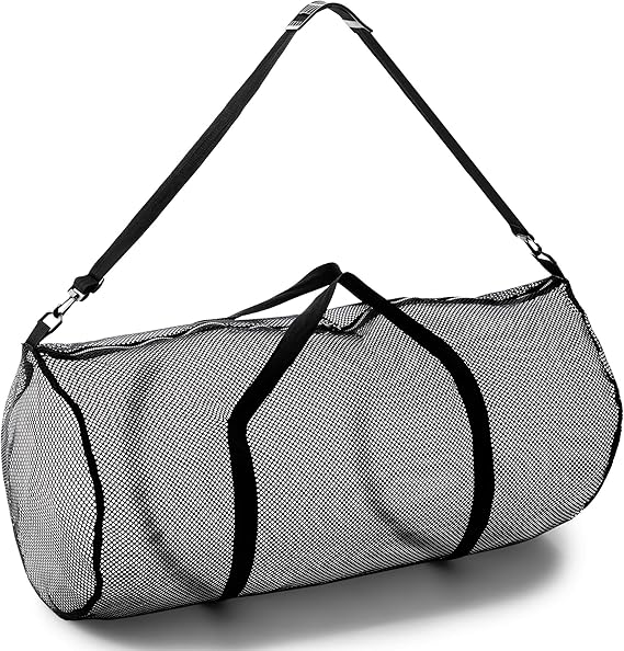 Champion Sports Mesh Duffle Bag Oversized Breathable Gear Bag with Zipper & Shoulder Strap for Sports, Gym & Travel
