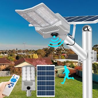 8500W Solar Street Light, 500000LM LED floodlight, 6500K Solar Street Lights Outdoor, Dusk to Dawn Solar Outdoor Lighting with Motion Sensor, IP67 Solar Parking Lot Lights, for Yard, Parking Lot