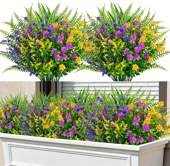 9 Bundles Artificial Plants Fake Flowers for Indoor Vase Outside