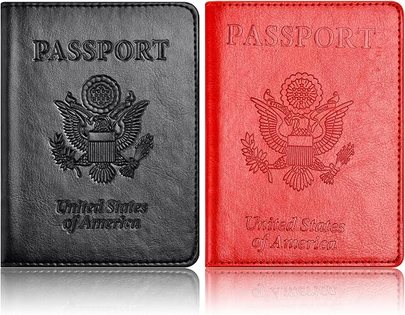 Eoehro Passport Holder for Travel Essentials-2Pack, Passport Wallet Cover Case for Travel Must Haves Accessories,Passport Book Holders for Women and Men