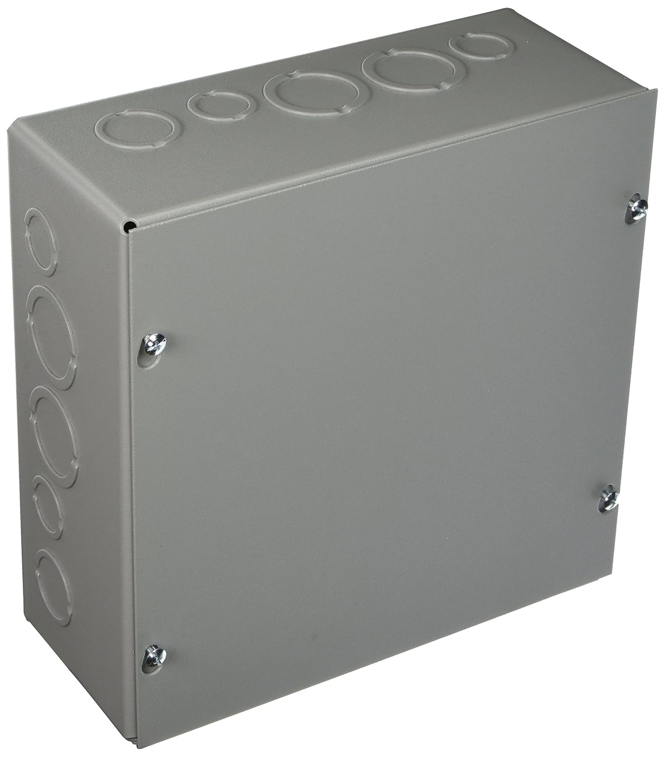 Wiegmann SC101004 SC-Series NEMA 1 Screw Cover Wallmount Pull Box with Knockouts, Painted Steel, 10 x 10 x 4"