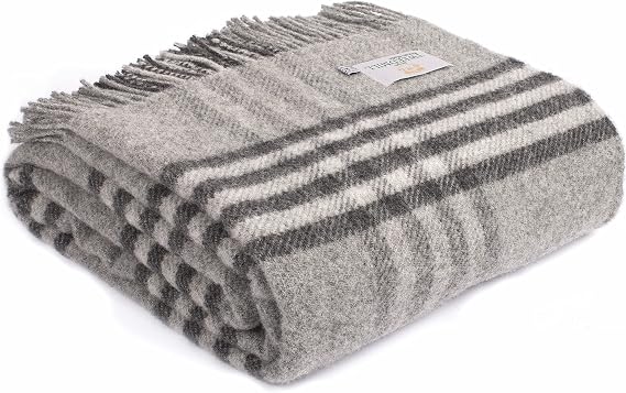 Tweedmill Lifestyle Hex Check Blanket/Throw - Charcoal - 150x240cm - 100% New Pure Wool Made in UK