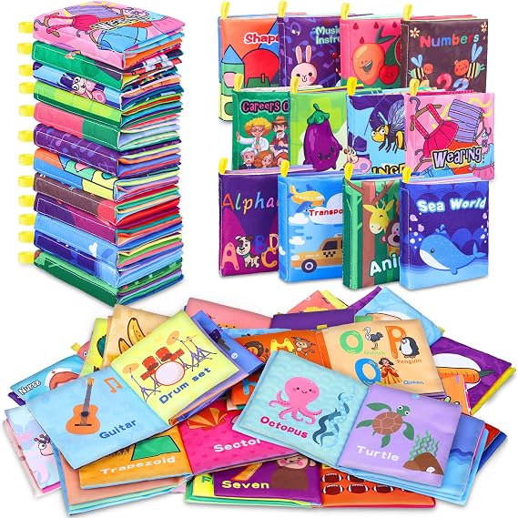 12PCS Soft Cloth Bath Books, Fabric Sensory Books, Early Education Toys