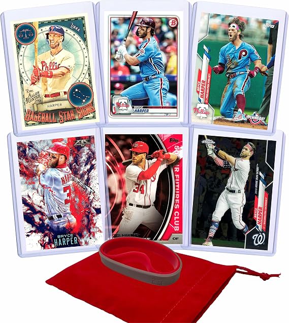 Bryce Harper (6) Assorted Baseball Cards Bundle - Washington Nationals, Philadelphia Phillies Trading Cards