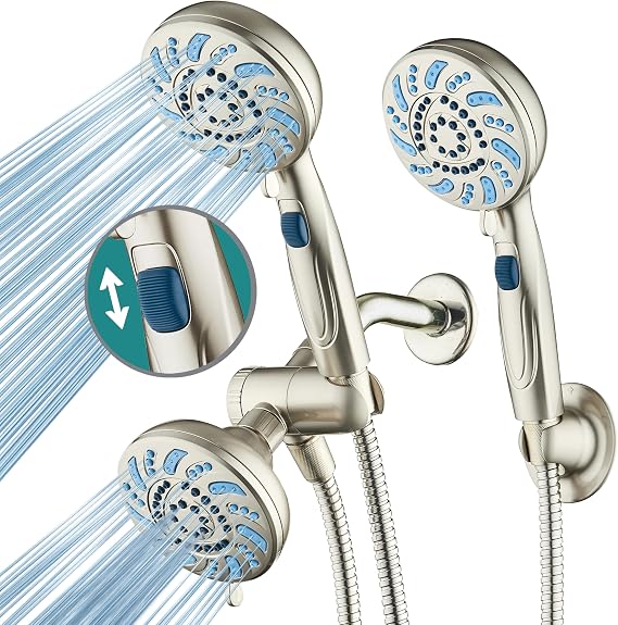 AquaCare 2026 High Pressure Dual Handheld Shower Head Combo w/Pause Switch