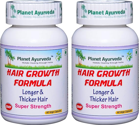 Planet Ayurveda Hair Growth Formula, 500 Mg Veg Capsules, 2 Bottles
