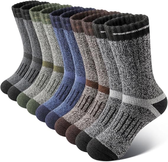 SIMIYA Merino Wool Socks for Men Thick Warm Hiking Thermal Socks(5 Pairs)