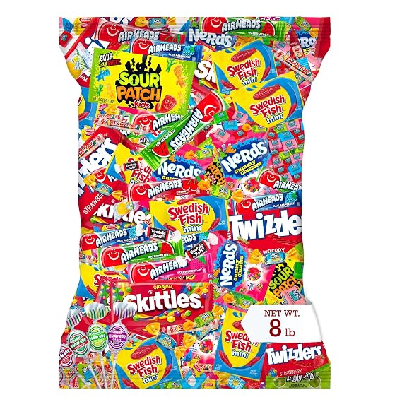 Bulk Candy Variety Pack - 8 lb Candy - Bulk Individually Wrapped - Candies - Trick Or Treat Candies - Pinata Filler Stuffers - Pinata Stuffers - Party Favors - July 4th