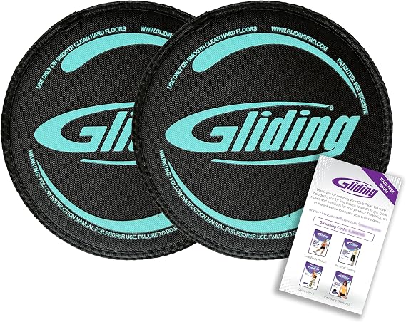 Gliding 9 Sliders for Working Out on Hardwood/Tile Floors, 1 Pair 4 Videos | The Original Exercise Sliders Disc for Full Body Fitness, Pilates, Core, Physical Therapy and Resistance Workouts
