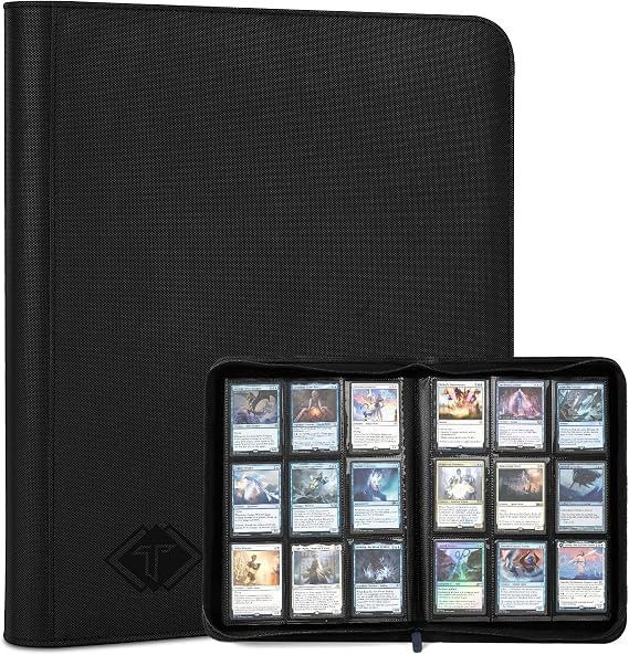 TiopLior Zip MTG Card Binder with 432 Side Loading Pocket - fits TCG Baseball Football Sports Cards - Easy to Insert Collection Binder - Black