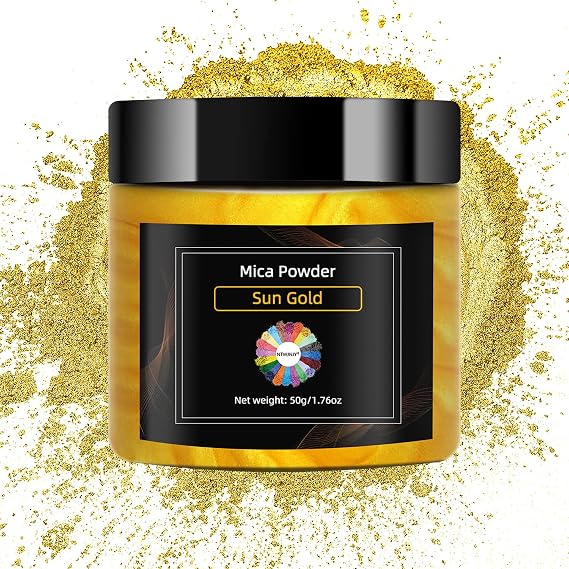 NTWJNJY Sun Gold Mica Powder for Epoxy Resin,Natural Shimmer Mica Powder