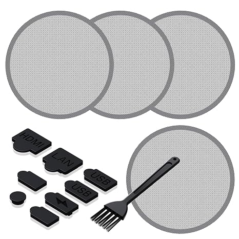 GRAUGEAR PS5 Dust Cover Kit, Cooling Fan Dust Filter & Silicone Port Plugs Set, High-Density Breathable Mesh, Dust Protection, Air Intake, Compatible with PS5 Pro, PS5 Slim, PS5 Disc & Digital