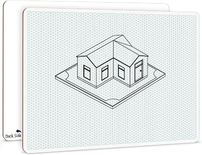 SCRIBBLEDO Isometric Grid 11x14 Large Graph Dry Erase Board Double-Sided White Board Drawing Grid Lines Graphing Architectural Gridded 3D Design Whiteboard for Home School Classroom