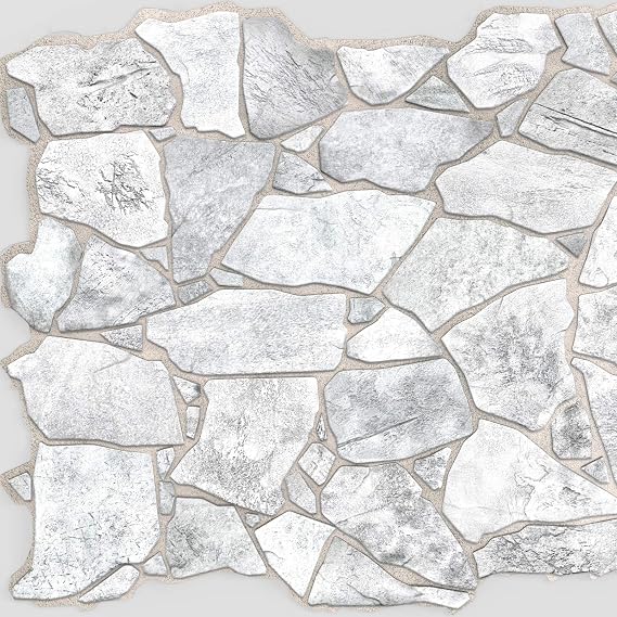 TSCTBA Wild Grey Stone PVC 3D Wall Panels - Interior Design Wall Paneling Decor Commercial and Residential Application, 3.2' x 2.1'