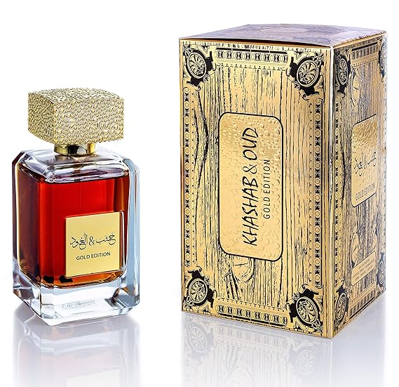 ARABIYAT Khashab & Oud Eau de Parfum 100 ml (3.4 fl.oz.) Arabic Spray Luxury Perfumes for Women & Men | Premium Unisex Oud & Woody Fragrance (Gold Edition)