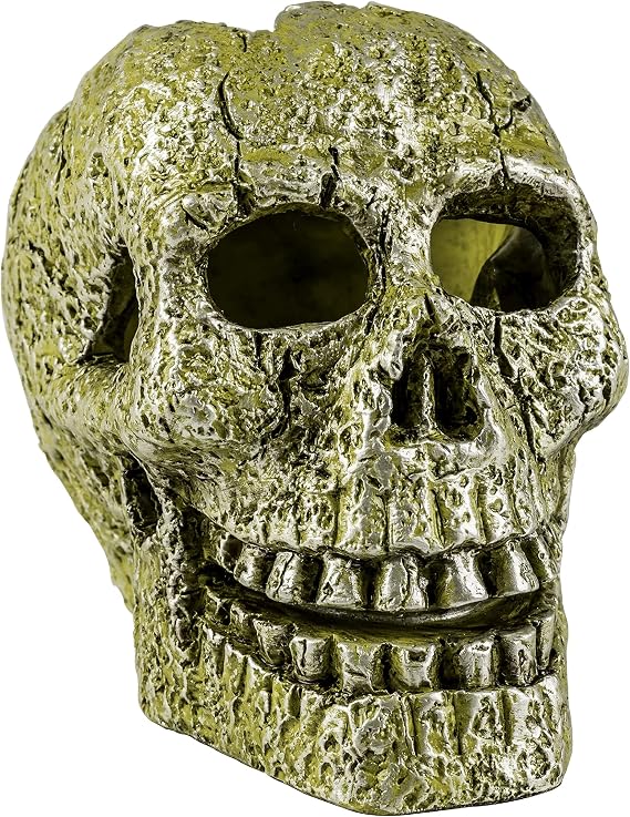 GloFish Skull Ornament, Detailed Aquarium Ornament, Hideaway For Fish