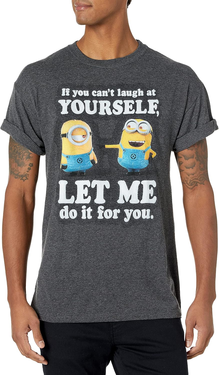 Minions Despicable Me Laugh at Yourself Young Men's Short Sleeve Tee Shirt