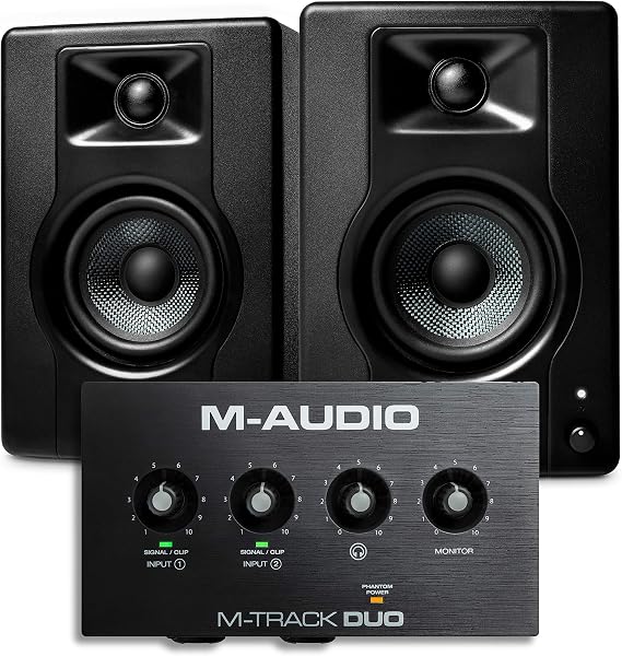 M-Audio Recording, Streaming and Podcasting Bundle M-Track Duo USB Audio Interface and 120W BX4 Stereo Speakers, Plus a Software Suite Included