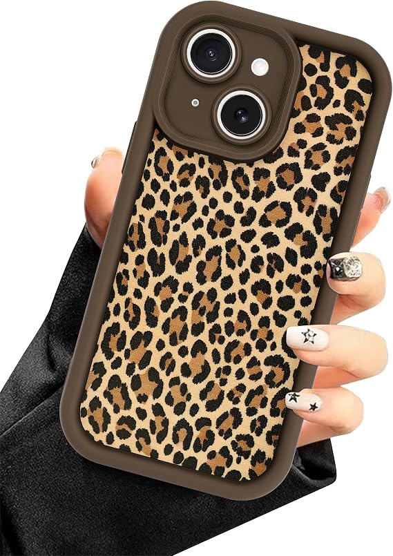 Cheetah Print Phone Case for iPhone 15 Plus, Brown