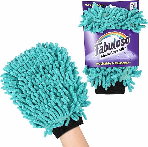 Fabuloso Microfiber Cleaning Mitt Glove, Teal, One Size