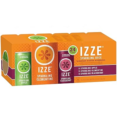 IZZE Sparkling Juice, 4 Flavor Variety Pack, 8.4 oz Cans, 24 Count