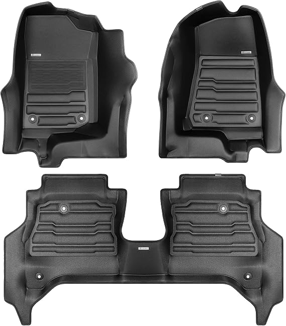 TuxMat - for Jeep Gladiator 2020-2027 Models - Custom Car Mats - Maximum Coverage, All Weather, Laser Measured - This Full Set Includes 1st and 2nd Rows