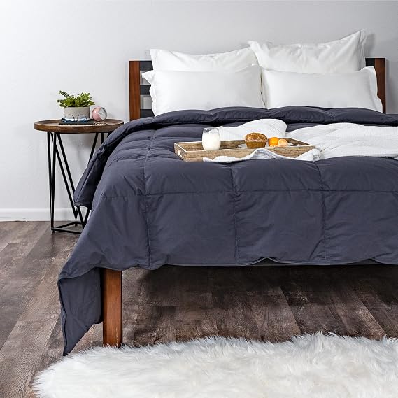 Medium Warmth Premier Down Alternative Comforter with Sewn in Duvet Corner Loop Attachments, Twin/Long Twin Size Bed, Coal