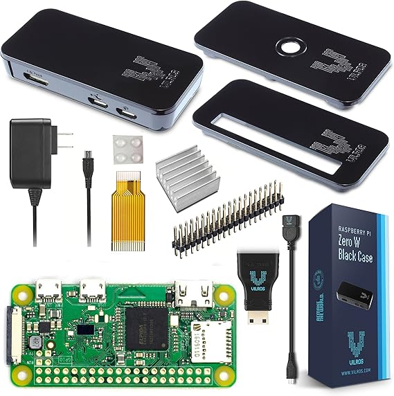 Raspberry Pi Zero W Basic Starter Kit (Black Plastic Case)