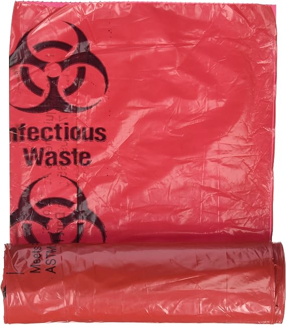 Medical Action Infectious Waste Bag, Red, 3 Gallon, 14.5" x 19", 20/Roll