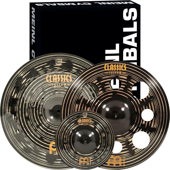 Meinl Cymbals Cymbal Set Box Effect Pack, 16" Trash Crash, 18" China, Plus Free 10" Splash - Classic Custom Dark - Made in Germany CCD-FX2