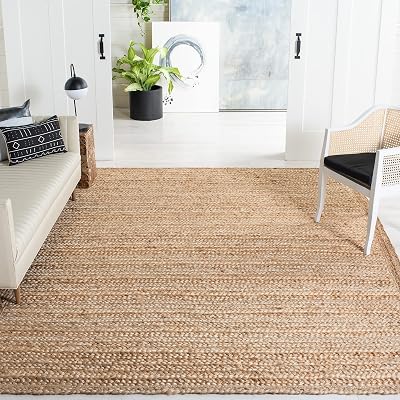 SAFAVIEH Natural Fiber Collection Area Rug - 9 x 12, Natural, Handmade Woven Farmhouse Fringe Jute, Ideal for High Traffic Areas in Living Room, Bedroom NF824A